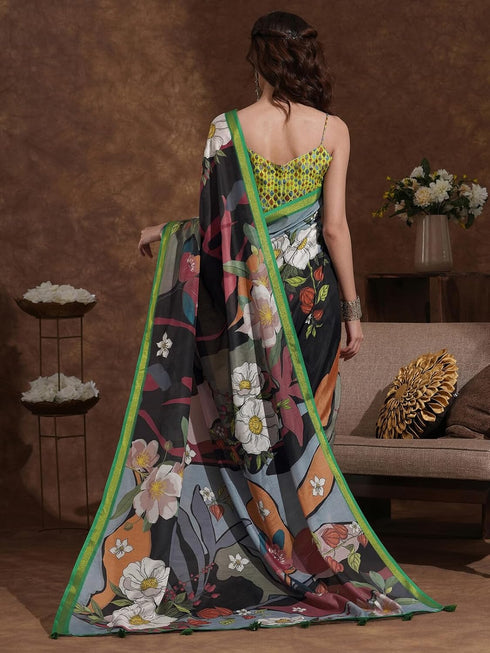 Vasthrlay Weaving Printed Unstitched Dusty Pink Saree