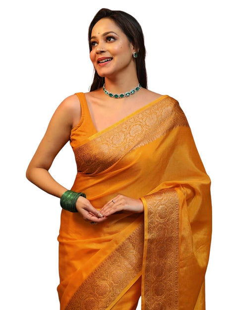 Vasthrlay Banarasi Kanjivaram Unstitched Teal Saree