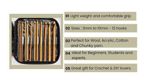 Crochet Hooks Set 20 Pcs with Storage Pouch