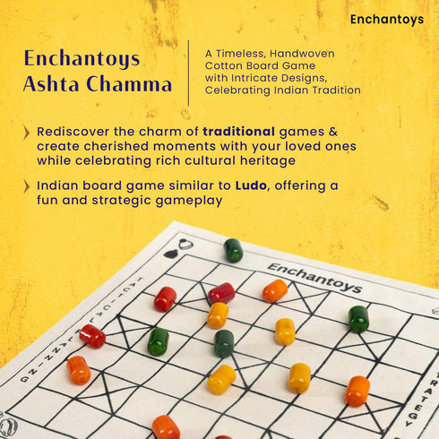 Ashta Chamma Cotton Fabric Board Game- Yellow