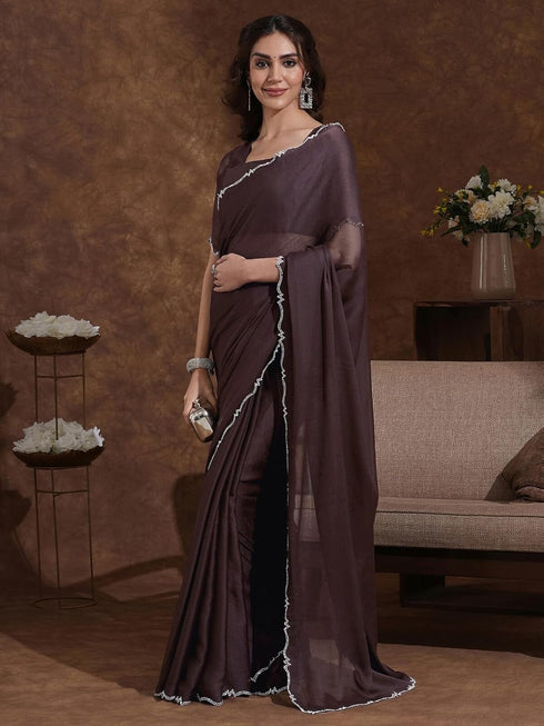 Vasthrlay Georgette Weaving Dusty Saree