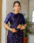 Vasthrlay Georgette Printed Unstitched Dark Green Saree