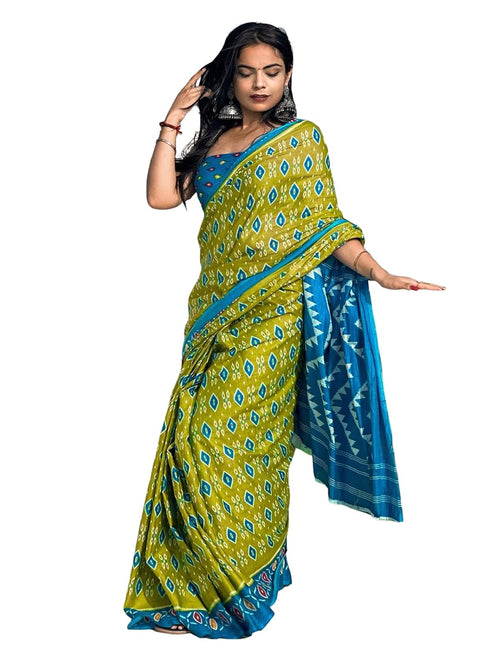Vasthrlay Womens Printed Unstitched Green Saree