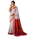 Vasthrlay Womens Printed Unstitched White Saree