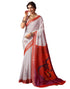 Vasthrlay Womens Printed Unstitched White Saree