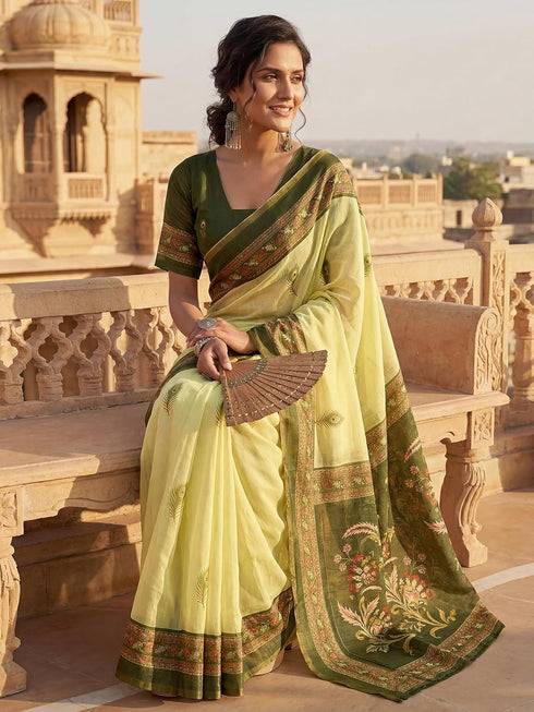 Vasthrlay Chanderi Printed Coffee Saree