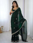 Vasthrlay Scalloped Embroidery Unstitched Rani Pink Saree