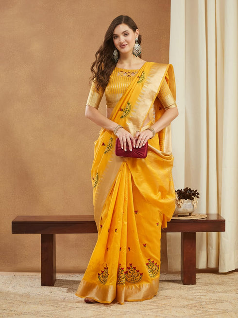 Vasthrlay Multi Embroidered Unstitched Saree