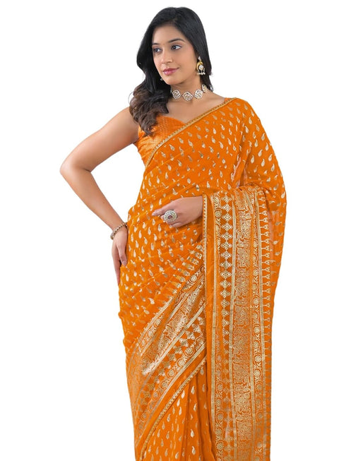 Samah Georgette Bandhani Pink Saree