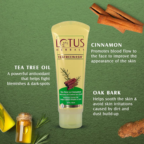 Lotus Teatreewash Tea Tree Cinnamon Anti Acne Oil Control Face Wash