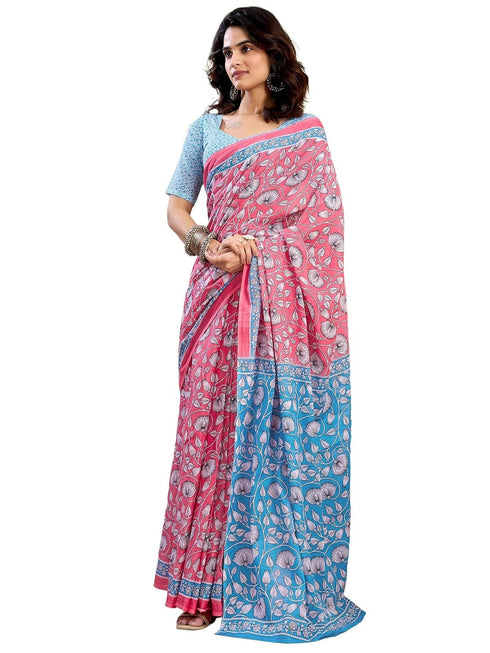 Vasthrlay Womens Printed Unstitched White Saree