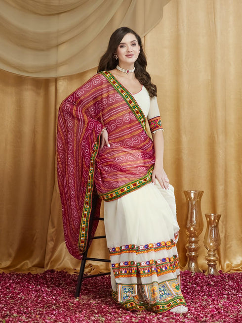 Vasthrlay Bandhani Embroidered Saree