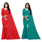 VasthrlayGeorgette Unstitched Firozi Red Free Ethnic Wear