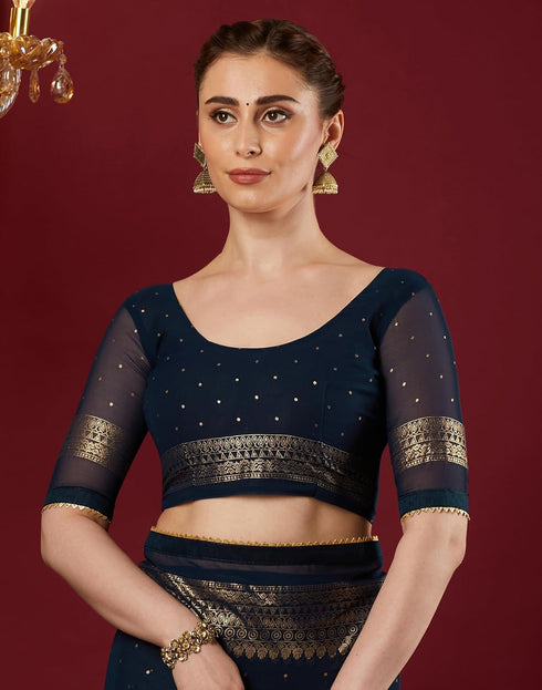 Vasthrlay Georgette Printed Unstitched Maroon Saree