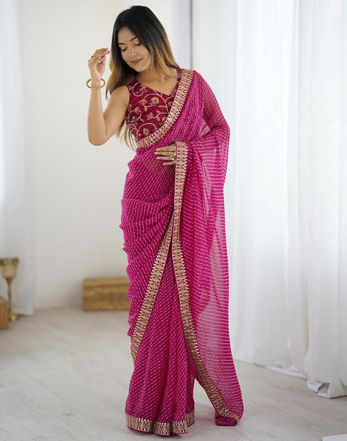 Vasthrlay Embroidery Georgette Unstitched Sky Blue Saree