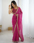 Vasthrlay Embroidery Georgette Black Saree With Unstitched Blouse Piece