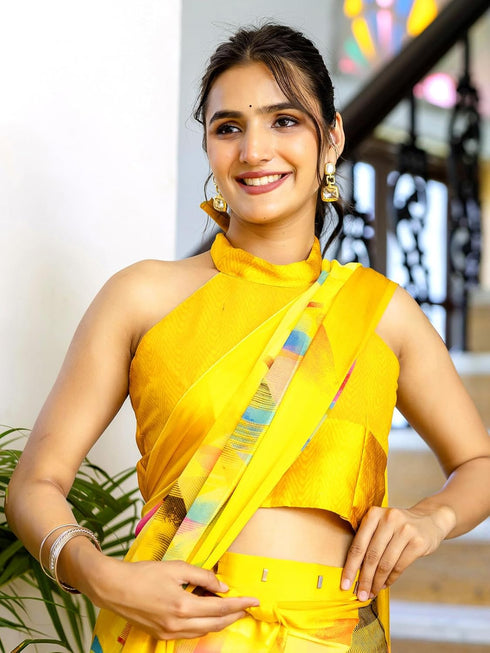 Vasthrlay Georgette Printed Unstitched Wine Saree