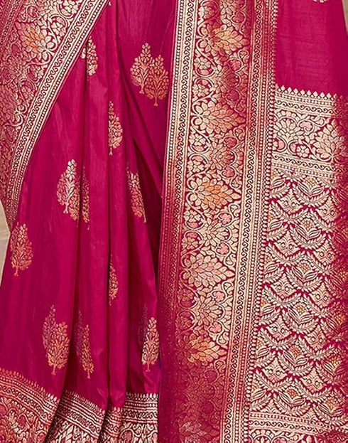 Vasthrlay Banarasi Kanjivaram Unstitched Pink Saree
