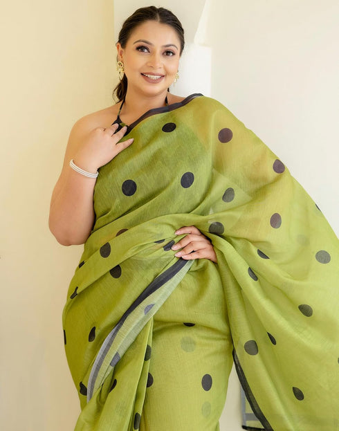 Vasthrlay Chanderi Printed Unstitched Blue Saree