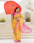 Vasthrlay Womens Printed Unstitched Orange Saree
