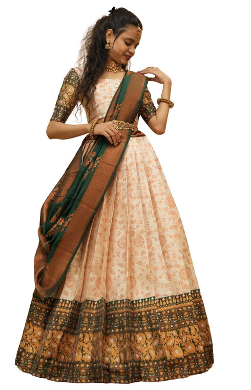 Vasthrlay Traditional South Indian Semi Stitch Half Saree