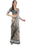 Vasthrlay Womens Silver Grey Polyester Floral Ready To Wear Saree