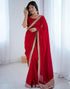 Vasthrlay Sequence Embroidery Unstitched Red Saree
