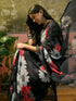 Vasthrlay Georgette Printed Black Saree With Black Unstitched Blouse Piece