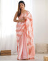 Vasthrlay Embroidery Scalloped Unstitched Off White Saree