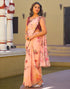 Vasthrlay Georgette Weaving Light Peach Saree With Unstitched Blouse Piece