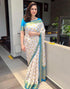 Vasthrlay Banarasi Jacquard Unstitched Beige Saree