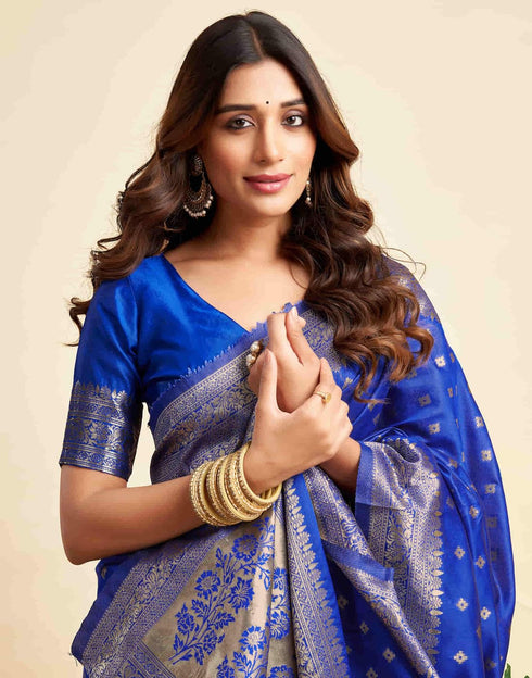 Vasthrlay Kanjivaram Wedding Banarasi Vruksh 50 Saree With Blouse Piece