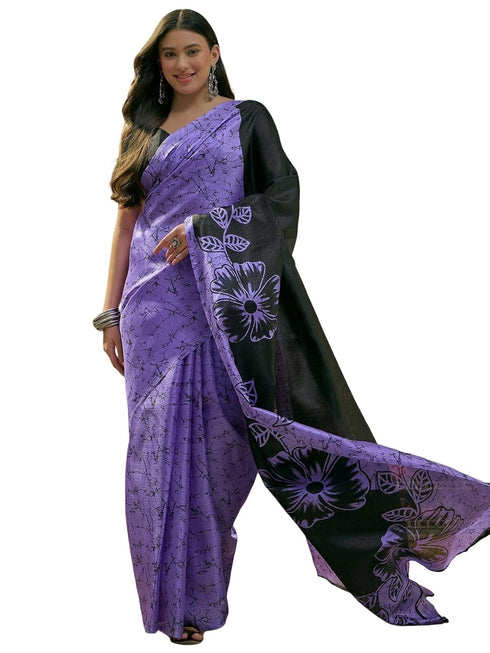Vasthrlay Womens Printed Unstitched Beige Saree