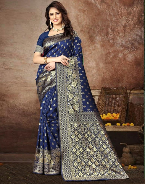 Vasthrlay Banarasi Unstitched Saree