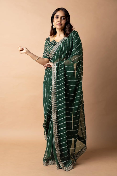 Vasthrlay Fashion Georgette Leheriya Printed Ethnic Wear