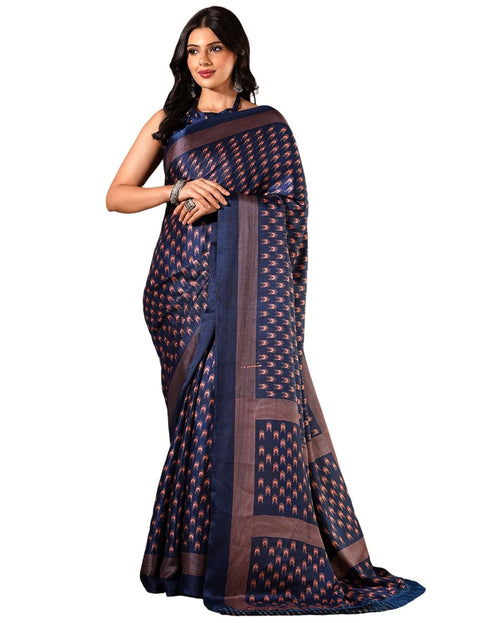 Vasthrlay Womens Printed Unstitched Brown Saree