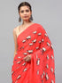 Vasthrlay Red Floral| Solid| Striped Design Georgette Saree With Unstitched Blouse Piece
