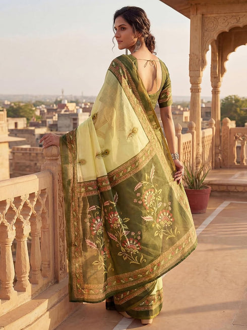 Vasthrlay Chanderi Printed Coffee Saree