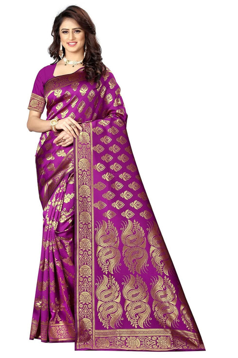 Vasthrlay Women's Purple Kanchipuram Saree