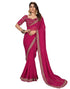 Vasthrlay Georgette Leheriya Dark Pink Saree With Unstitched Blouse Piece