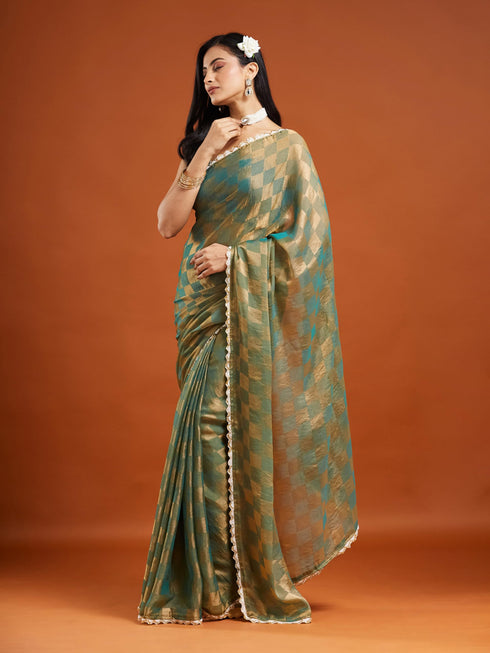 Vasthrlay Orange Unstitched Saree