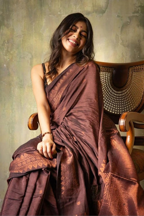 Vasthrlay Kanjivaram Cotton Lavender Ethnic Wear