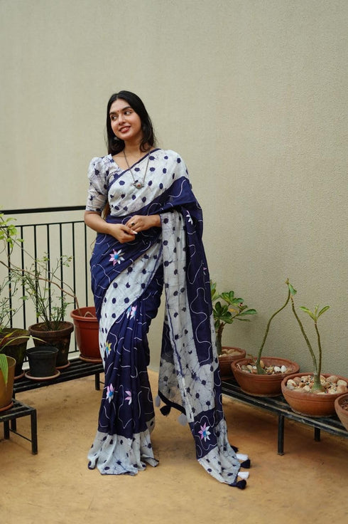 Vasthrlay Chanderi Unstitched Blouse Saree Az Ys Vedashri