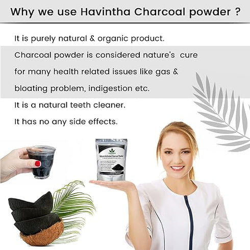 Havintha -100% Natural Activated Charcoal Powder for Skin - Face Pack