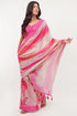 Vasthrlay Pink Peach Digital Print Linen Ready To Wear Saree For Women