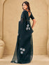 Vasthrlay Womens Printed Unstitched Sky Blue Saree
