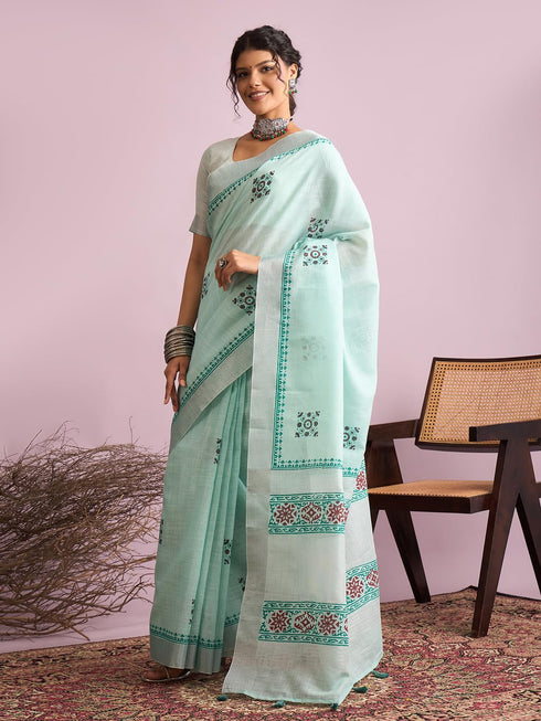 Vasthrlay Printed Unstitched Blouse Ethnic Wear
