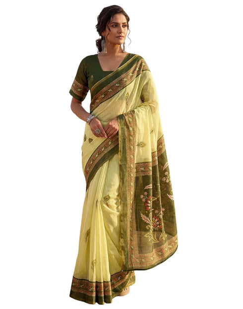 Vasthrlay Chanderi Printed Unstitched Orange Saree