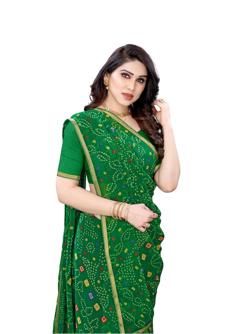 Vasthrlay Georgette Bandhani Unstitched Maroon Saree