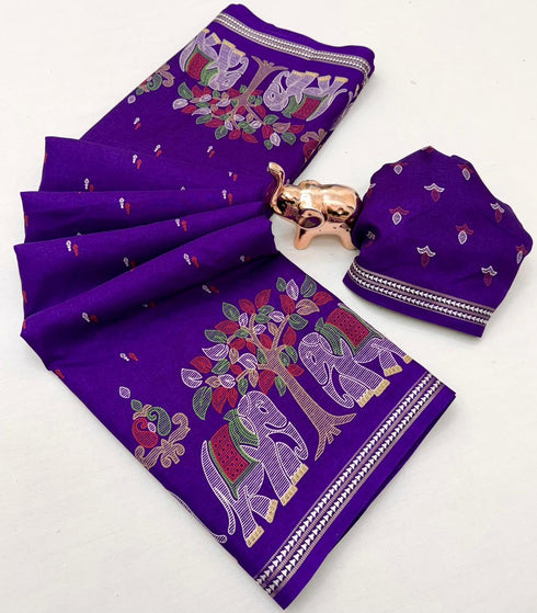 Vasthrlay Kalamkari Elephant Contrast